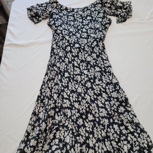 Lauren Black White Sheer Split Sleeve Dress